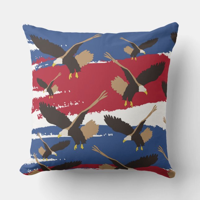 Eagle Bird USA Patriotic American Flag  Cushion (Front)