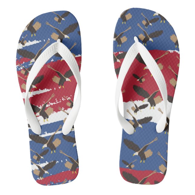 Eagle Bird USA Patriotic American Flag  Flip Flops (Footbed)