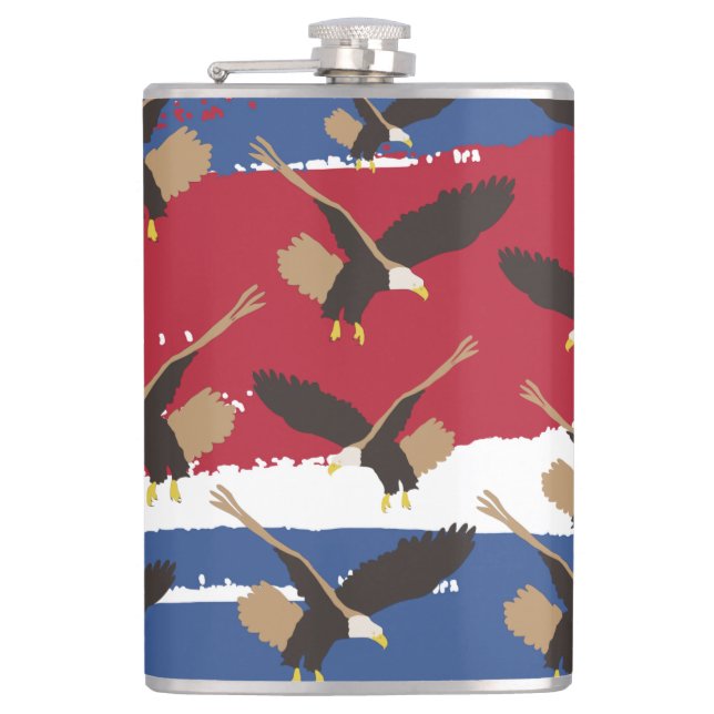 Eagle Bird USA Patriotic American Flag Hip Flask (Front)