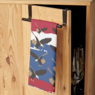 Eagle Bird USA Patriotic American Flag  Tea Towel