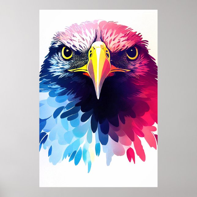 Eagle Bird Wild Nature Animal Color Art Painting Poster (Front)