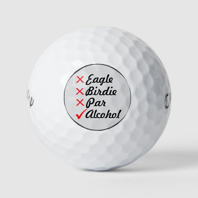 Eagle Birdie Par Alcohol  Golf Humour Balls (Front)