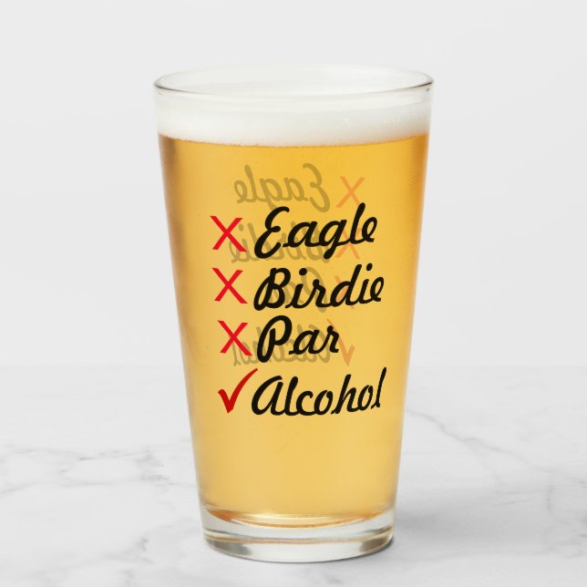 Eagle Birdie Par Alcohol Humour Glass (Front Filled)