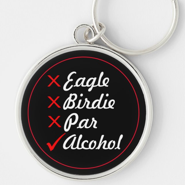 Eagle Birdie Par Alcohol Humour Key Ring (Front)