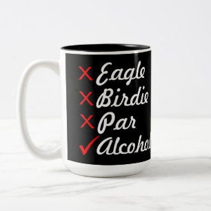 Eagle Birdie Par Alcohol Humour Two-Tone Coffee Mug