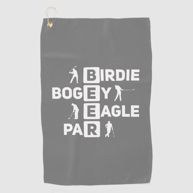 Eagle Birdie Par Bogey Beer funny  Golf Towel (Front)