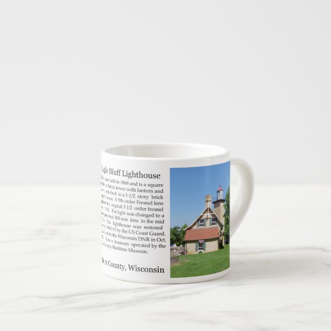 Eagle Bluff Lighthouse history espresso mug (Front Right)
