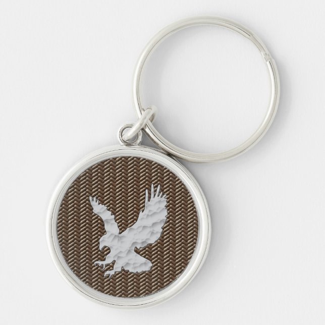 Eagle Brown Leather Key Ring (Front)