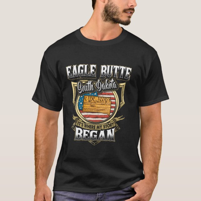 Eagle Butte South Dakota USA Flag 4th Of July Long T-Shirt (Front)