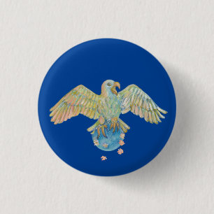 Eagle Carrying Earth Deep Blue 3 Cm Round Badge