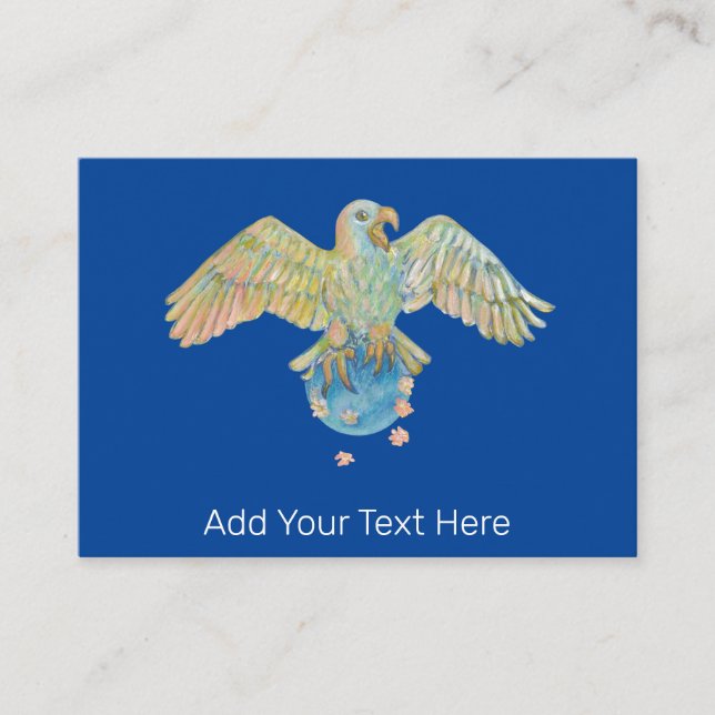 Eagle Carrying Earth Deep Blue Enclosure Card (Front)