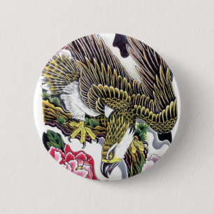 Eagle & Chrysanthemum tattoo design 6 Cm Round Badge