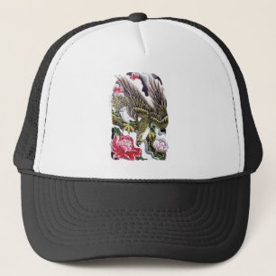 Eagle & Chrysanthemum Tattoo design Trucker Hat