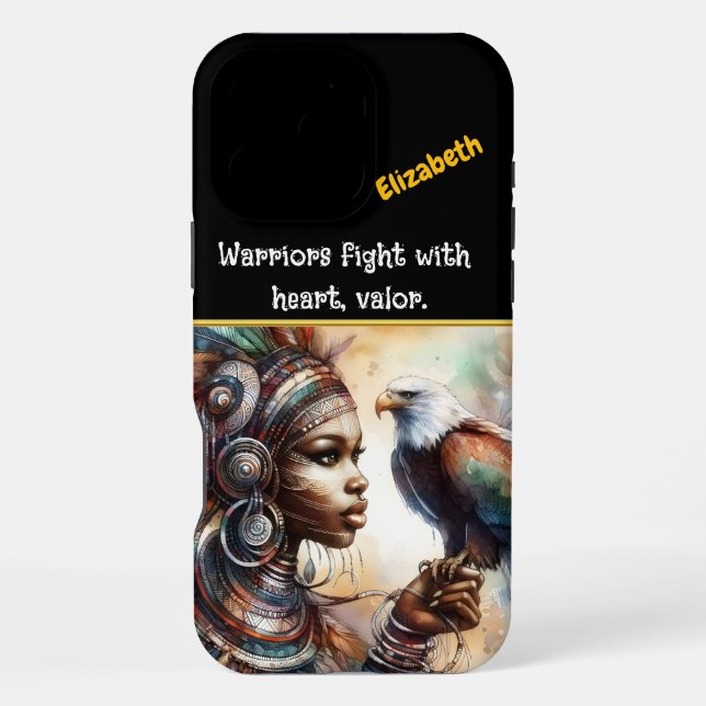 Eagle-clad warrior queen of strength iPhone case (Back)