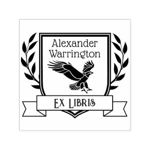 Eagle Crest Ribbon Ex Libris Library Book Name Self-inking Stamp