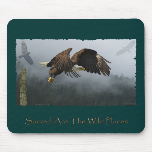EAGLE, CROW, TOTEM POLE & MISTY FOREST Gifts Mouse Mat (Front)