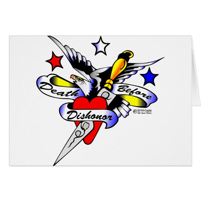 Eagle, Dagger & Heart Old Skool Tattoo (Front Horizontal)