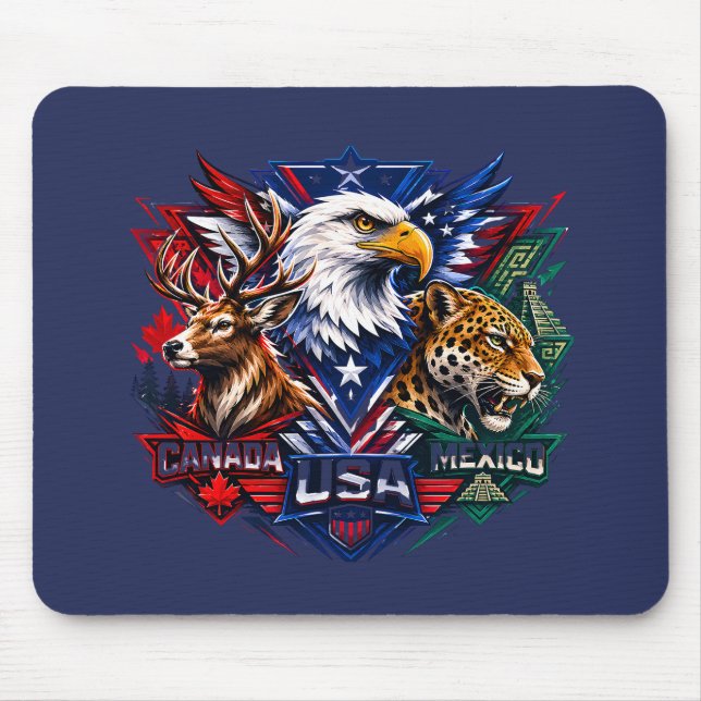 Eagle Deer Jaguar Nature Art world cup 2026 Mouse Mat (Front)