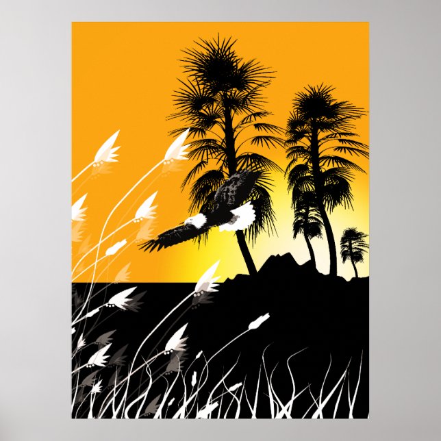 Eagle Desert Summer Silhouettes Poster (Front)