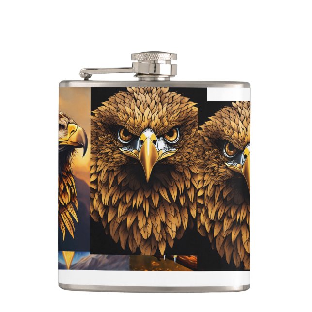Eagle Design logo❤🌹❤❤💕❤💕❤🌹 Hip Flask (Front)