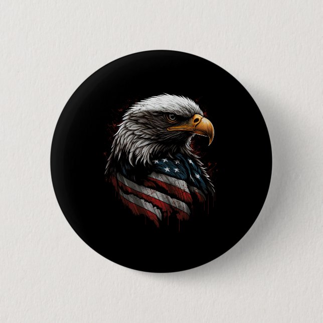 eagle design with american flag 6 cm round badge (Front)
