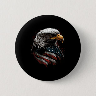 eagle design with american flag 6 cm round badge
