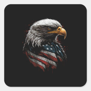 eagle design with american flag square sticker