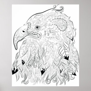 Eagle drawing adult colouring poster