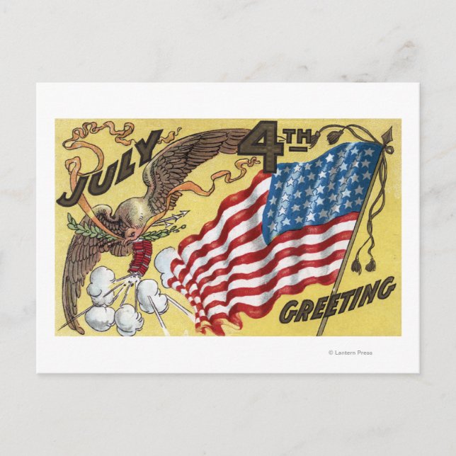 Eagle Emblem Holding Fireworks, Flag Postcard (Front)
