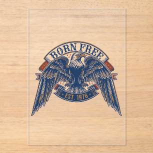 Eagle Emblem with Born Free Banner, Majestic Eagle Acrylic Invitations