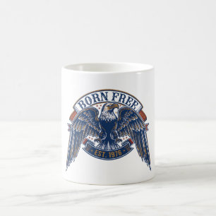 Eagle Emblem with Born Free Banner, Majestic Eagle Coffee Mug