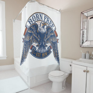 Eagle Emblem with Born Free Banner, Majestic Eagle Shower Curtain