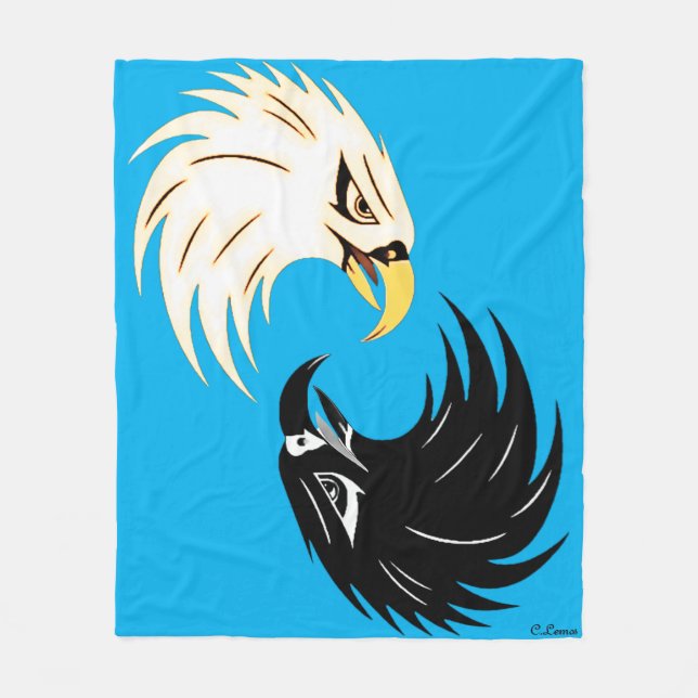 "Eagle Eye" Fleece Blanket design - Blue (Front)