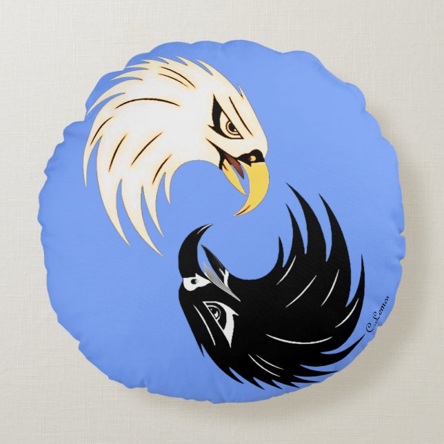 "Eagle Eye" Round Pillow - Purple (Front)