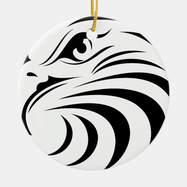 Eagle Face Silhouette Ceramic Tree Decoration (Front)