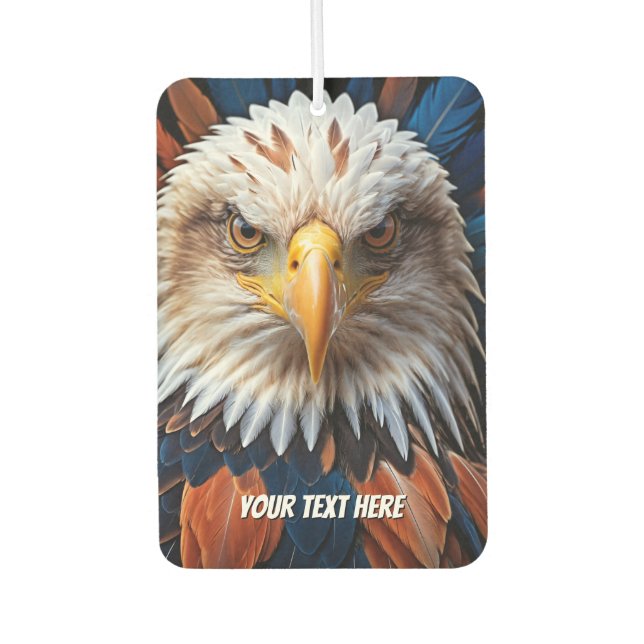 Eagle Face with Personalised Text Car Air Freshener (Front)