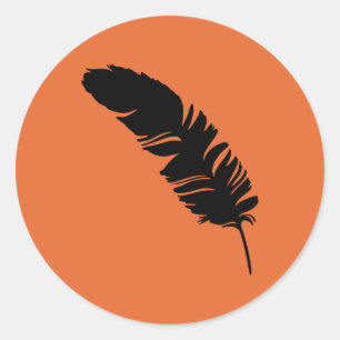 Eagle feather black silhouette classic round sticker