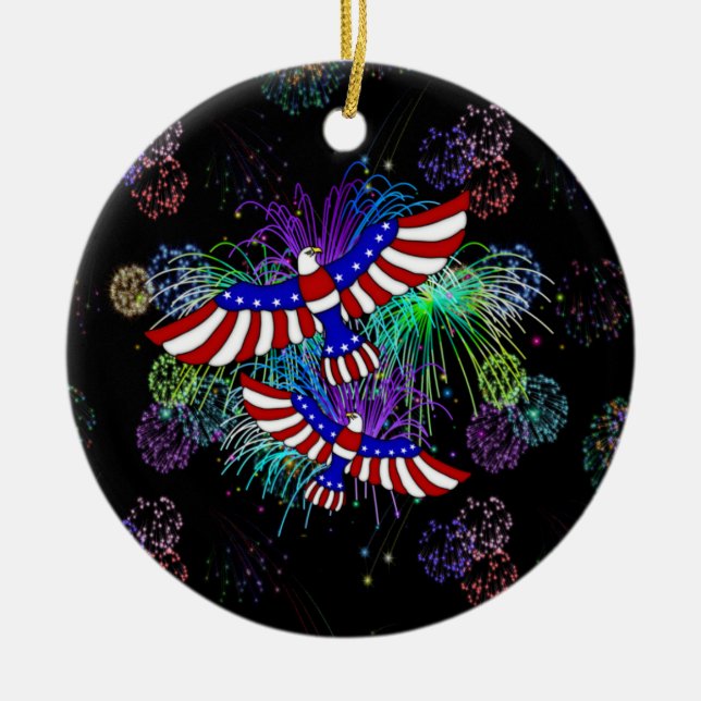 Eagle Fireworks Ceramic Tree Decoration (Front)