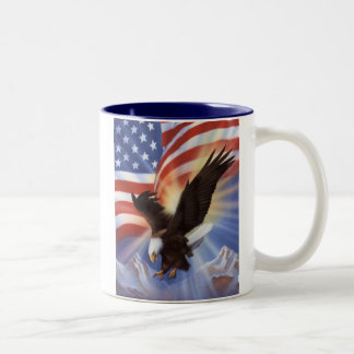 eagle-flag, Born & Raised In The U.S.A. Two-Tone Coffee Mug