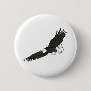 Eagle flying 6 cm round badge