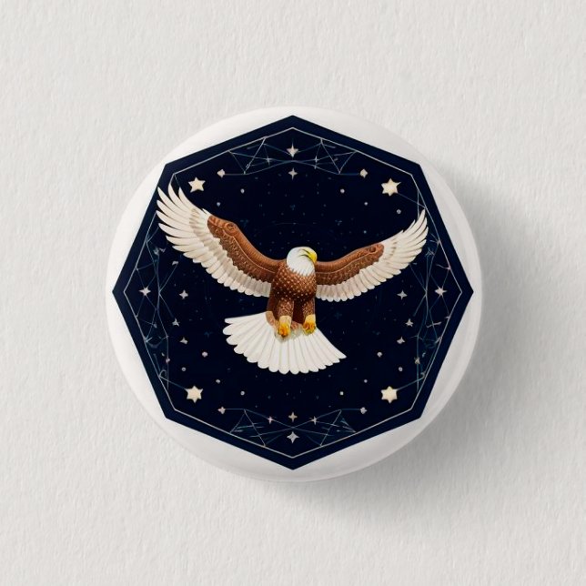 Eagle Flying Against Starry Background 3 Cm Round Badge (Front)
