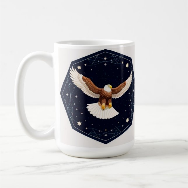 Eagle Flying Against Starry Background Coffee Mug (Left)