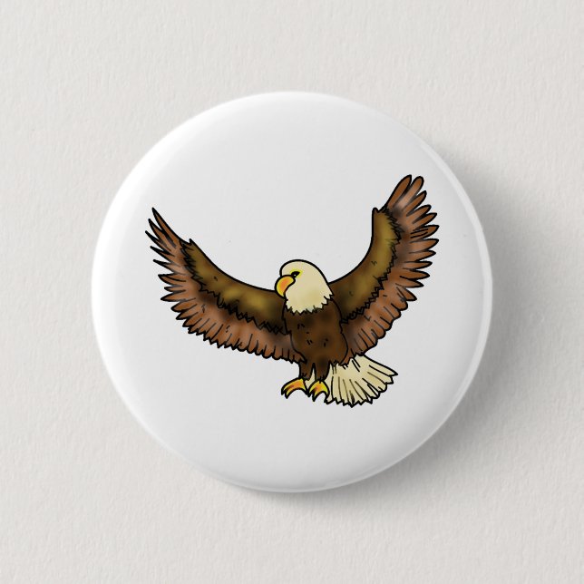Eagle flying bird art 6 cm round badge (Front)
