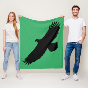 Eagle Flying Green Fleece Blanket - Your Colors