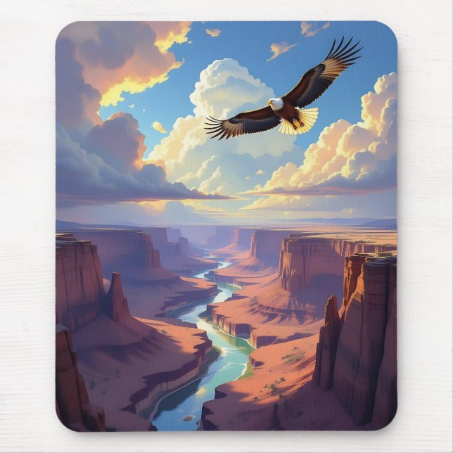 Eagle Flying over a Canyon Mouse Mat (Front)