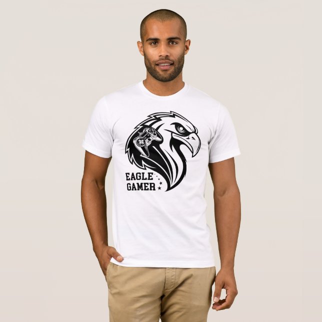Eagle gamer logo with gaming controller and fierce T-Shirt (Front Full)