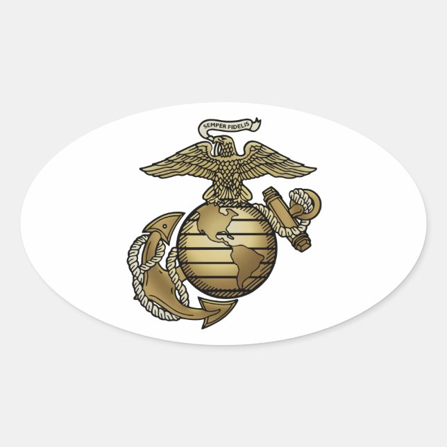 Eagle Globe Anchor Oval Sticker (Front)