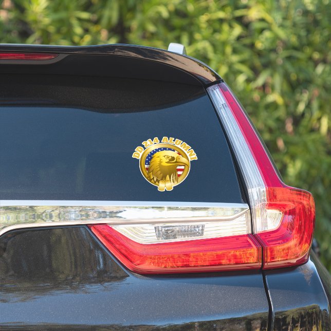 Eagle Gold Emblem USA Flag | DD 214 Alumni Vinyl (Car Side)