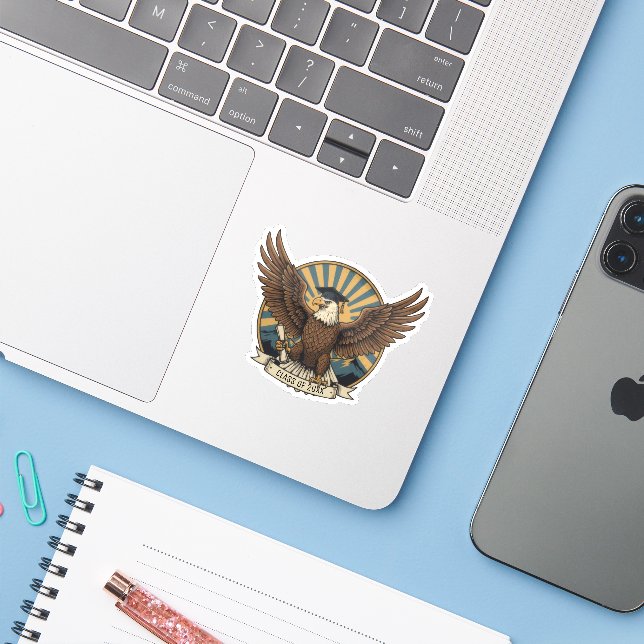 Eagle Graduation Customizable Sticker (Laptop w/ iPhone)