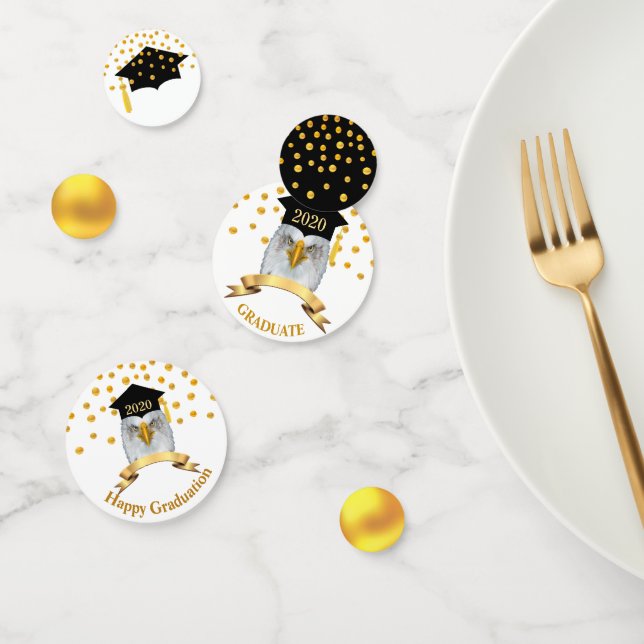 Eagle Graduation in Black & Gold Table Confetti (Group)